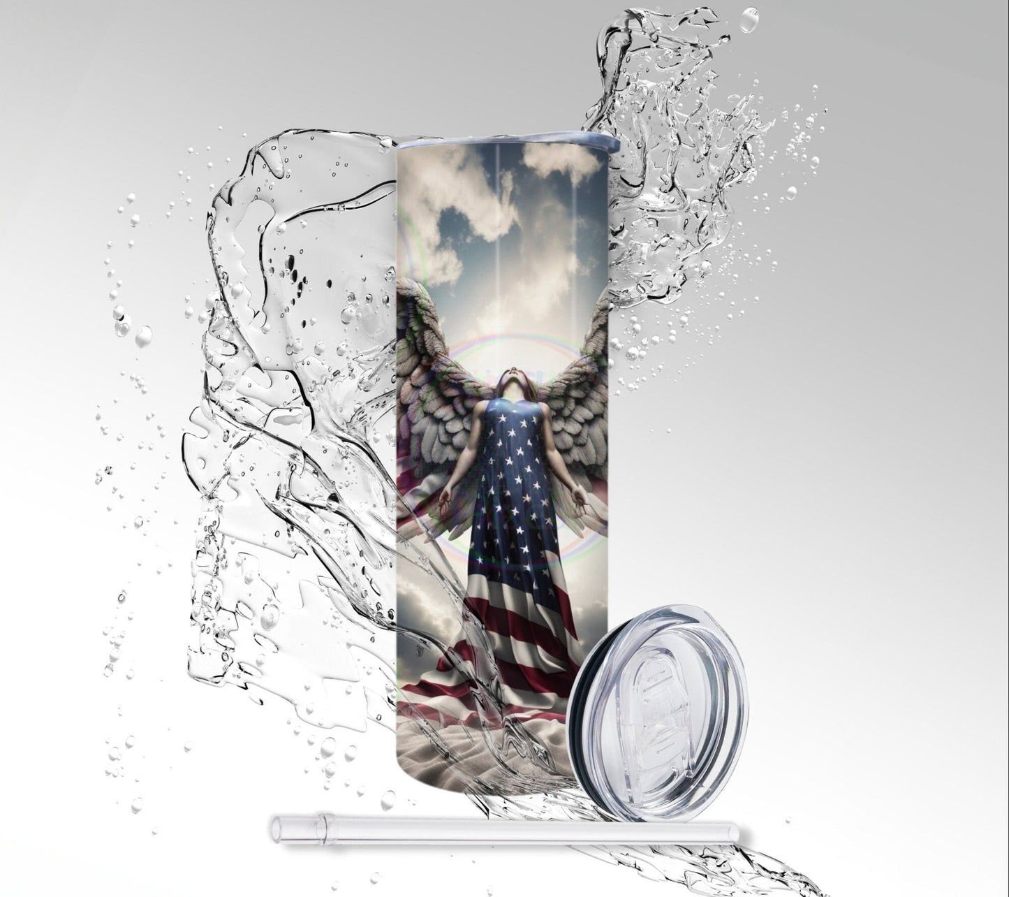 American Angel, Sublimated 20 oz Skinny Tumbler