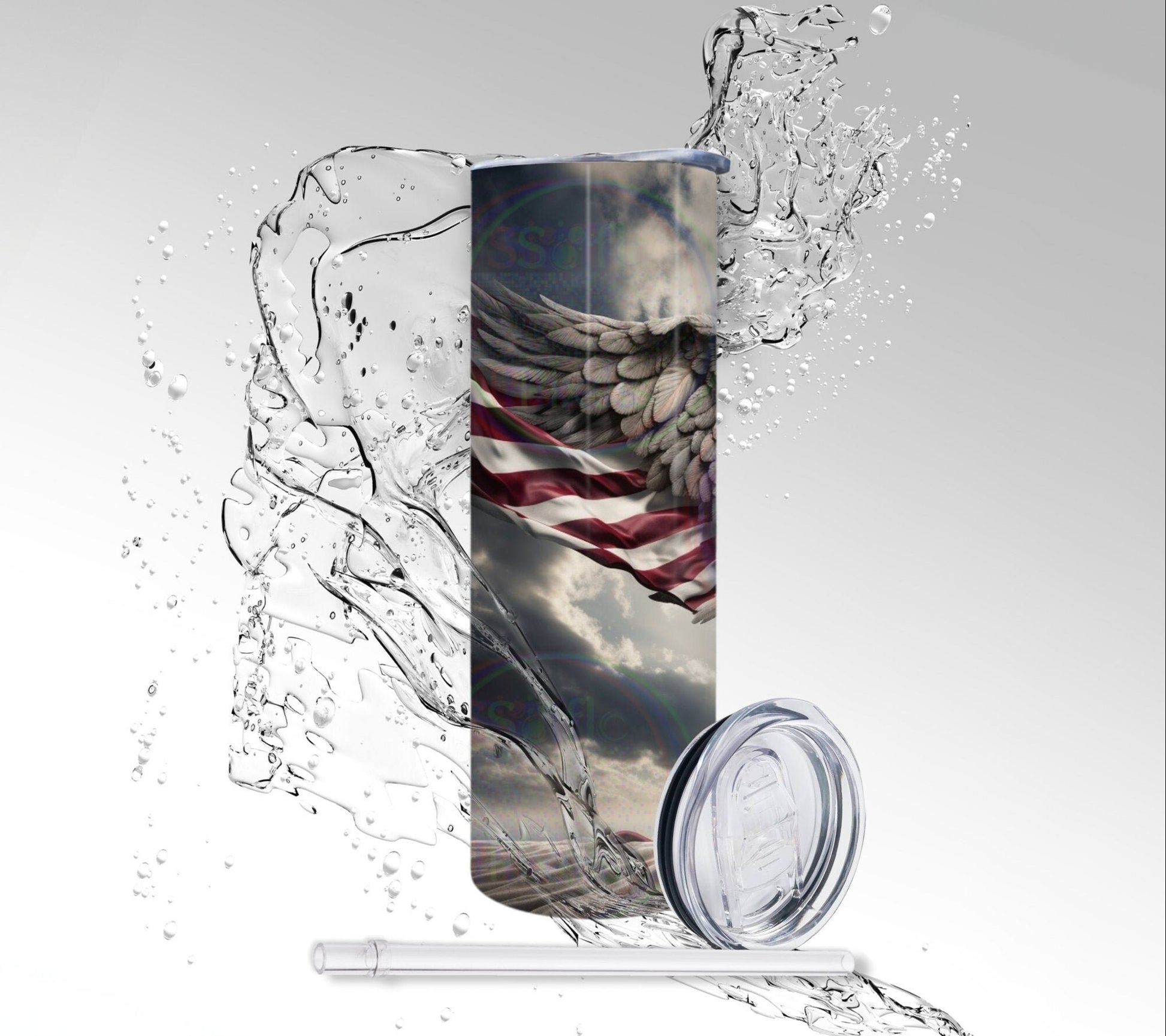 American Angel, Sublimated 20 oz Skinny Tumbler