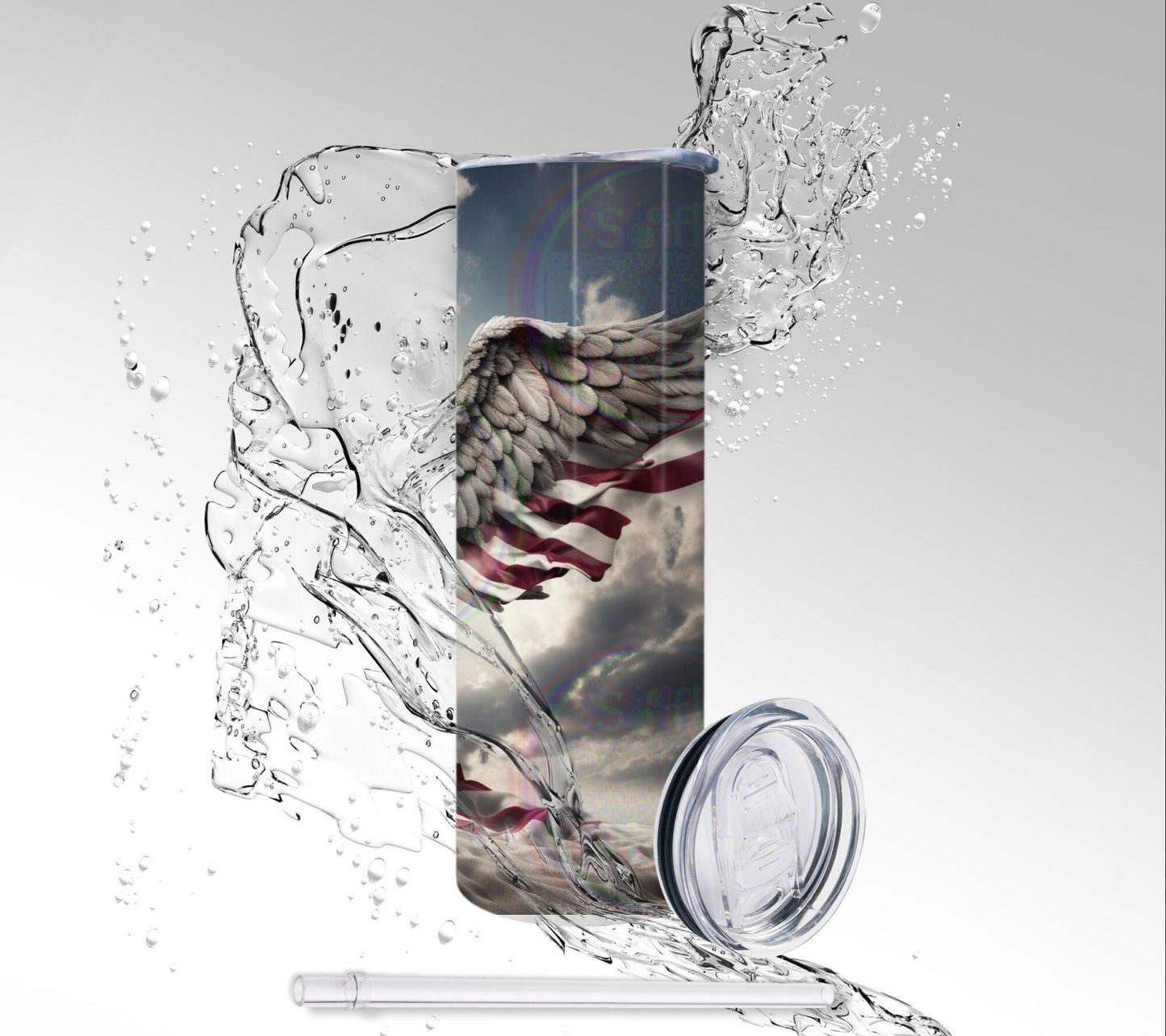 American Angel, Sublimated 20 oz Skinny Tumbler