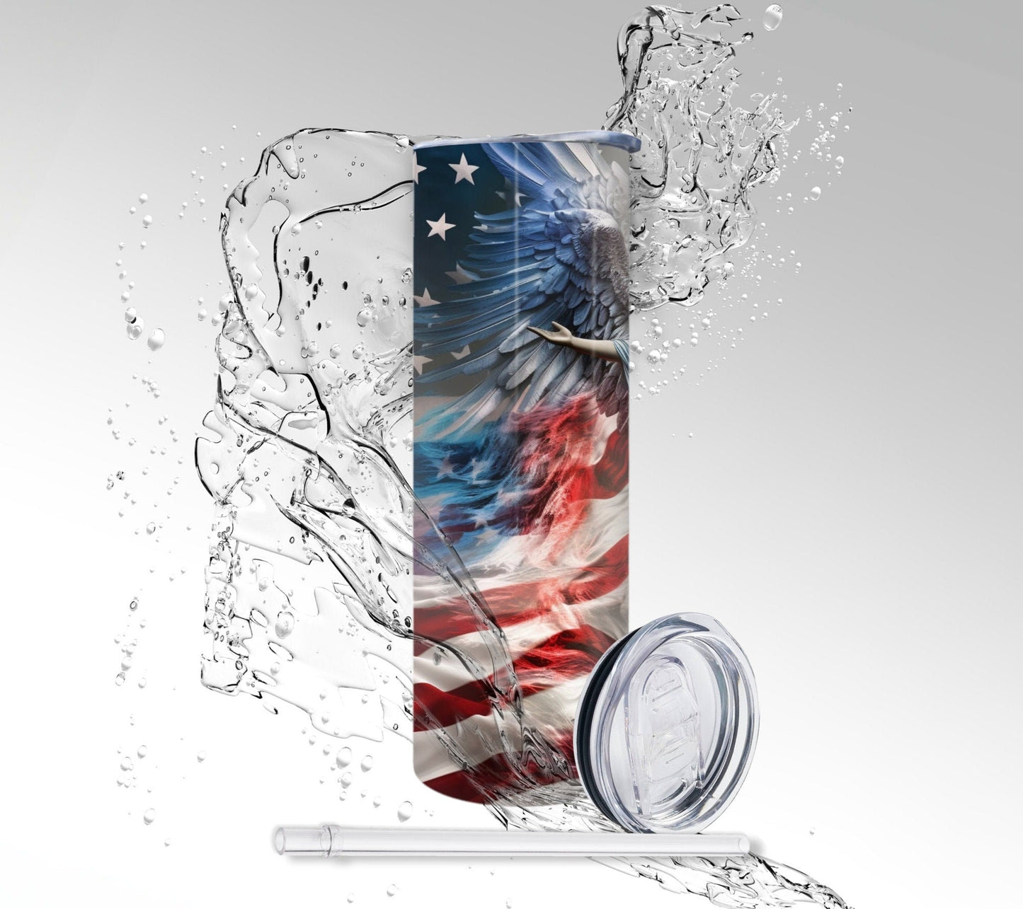 Patriotic Angel, Sublimated 20 oz Skinny Tumbler