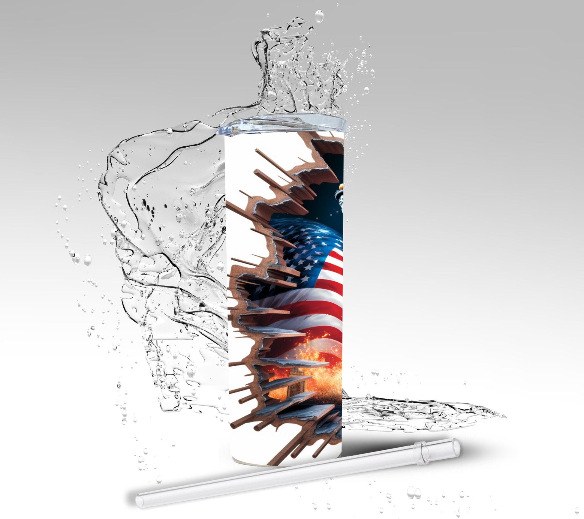 Cracked Wall Freedom, Sublimated 20 oz Skinny Tumbler