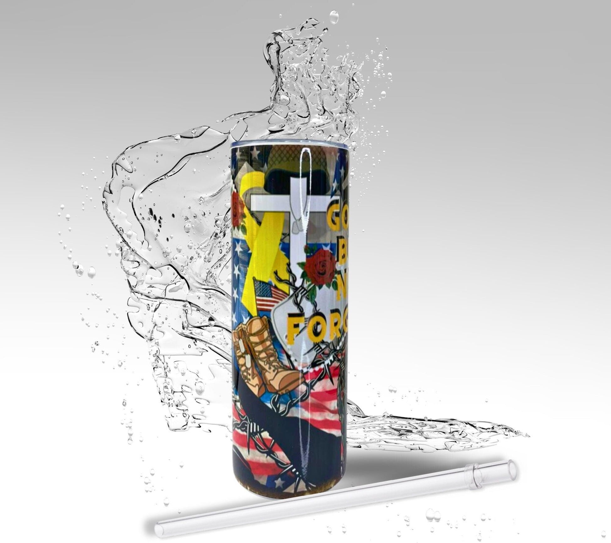 Fallen Military Solider, Sublimated 20 oz Skinny Tumbler