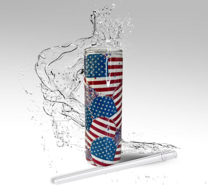 Patriotic Hearts, Glitter Epoxy 20 oz Skinny Tumbler