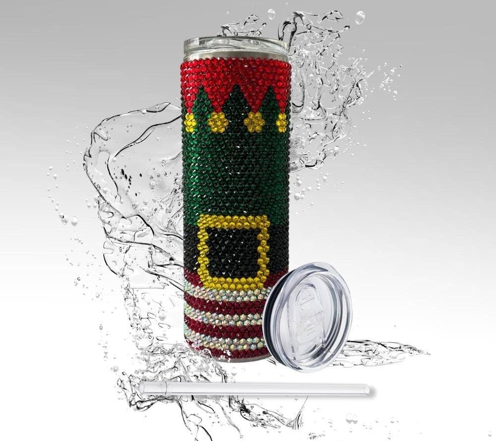 Rhinestone Tumbler: Elf, 20 oz Rhinestone Bling Skinny Tumbler