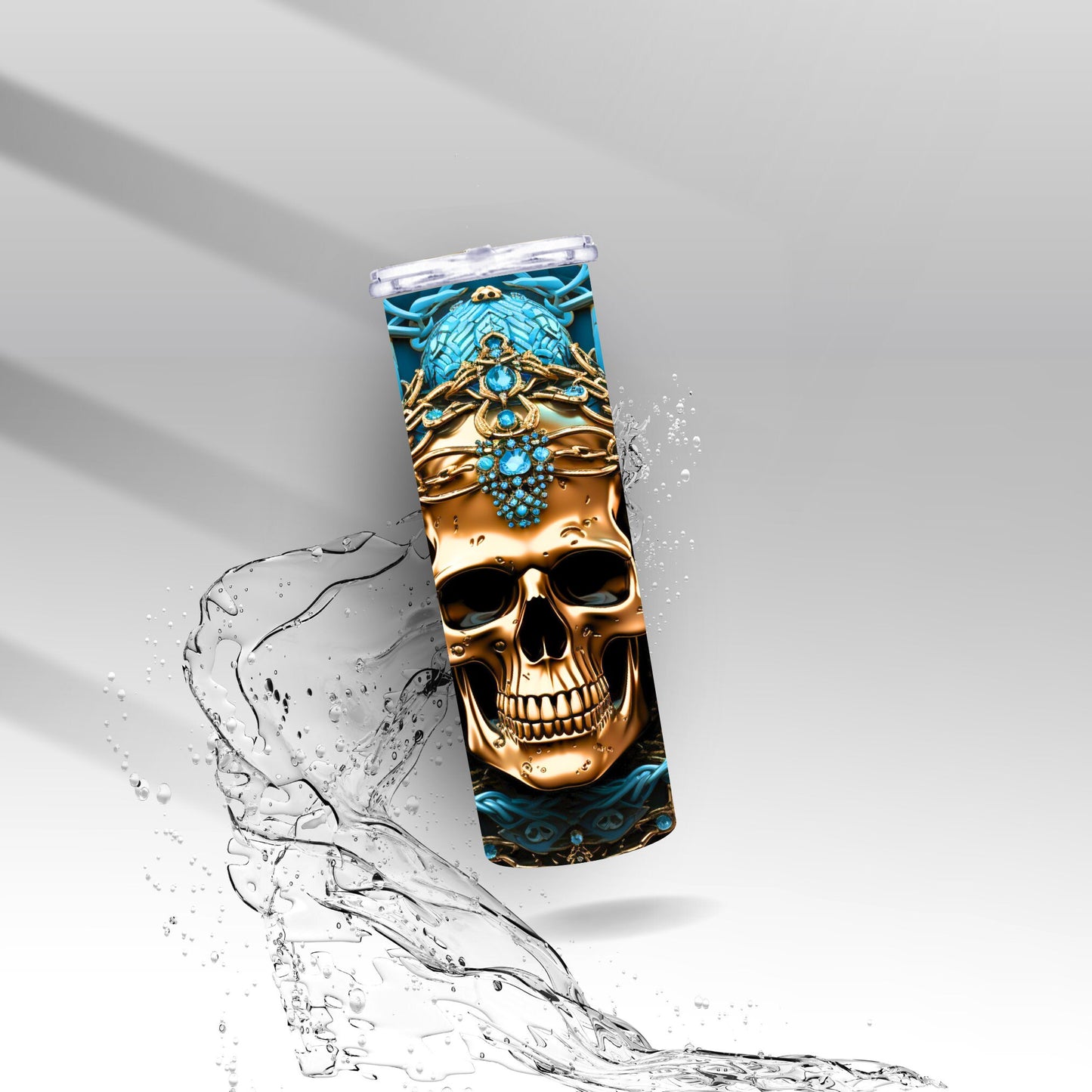 Gold & Turquoise Skull, Sublimation Insulated Tumbler