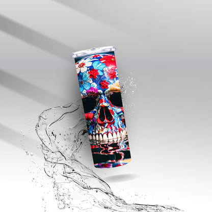 Water Reflection Flower Skull, Sublimation Insulated Tumbler