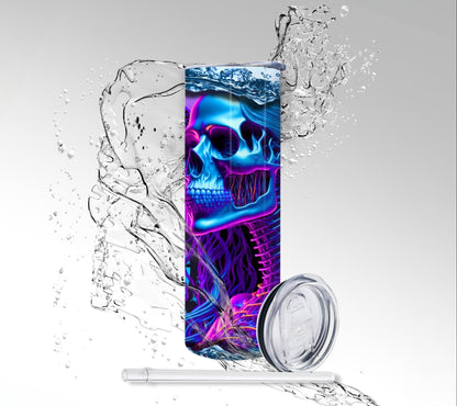 Virgo Zodiac Skeleton, Sublimated 20 oz Skinny Tumbler