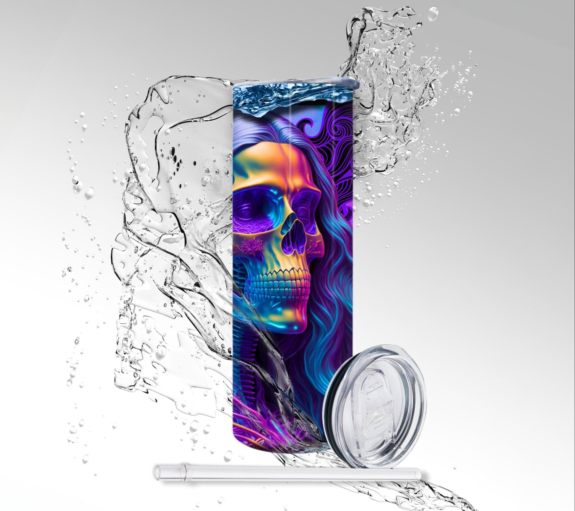 Gemini Zodiac Skeleton, Sublimated 20 oz Skinny Tumbler