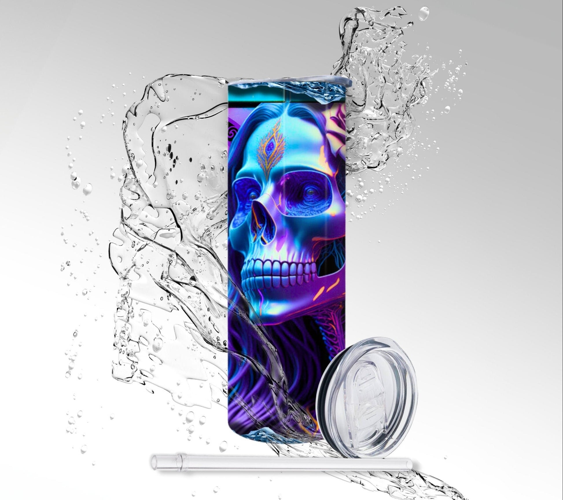 Taurus Zodiac Skeleton, Sublimated 20 oz Skinny Tumbler