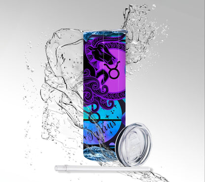 Taurus Zodiac Skeleton, Sublimated 20 oz Skinny Tumbler