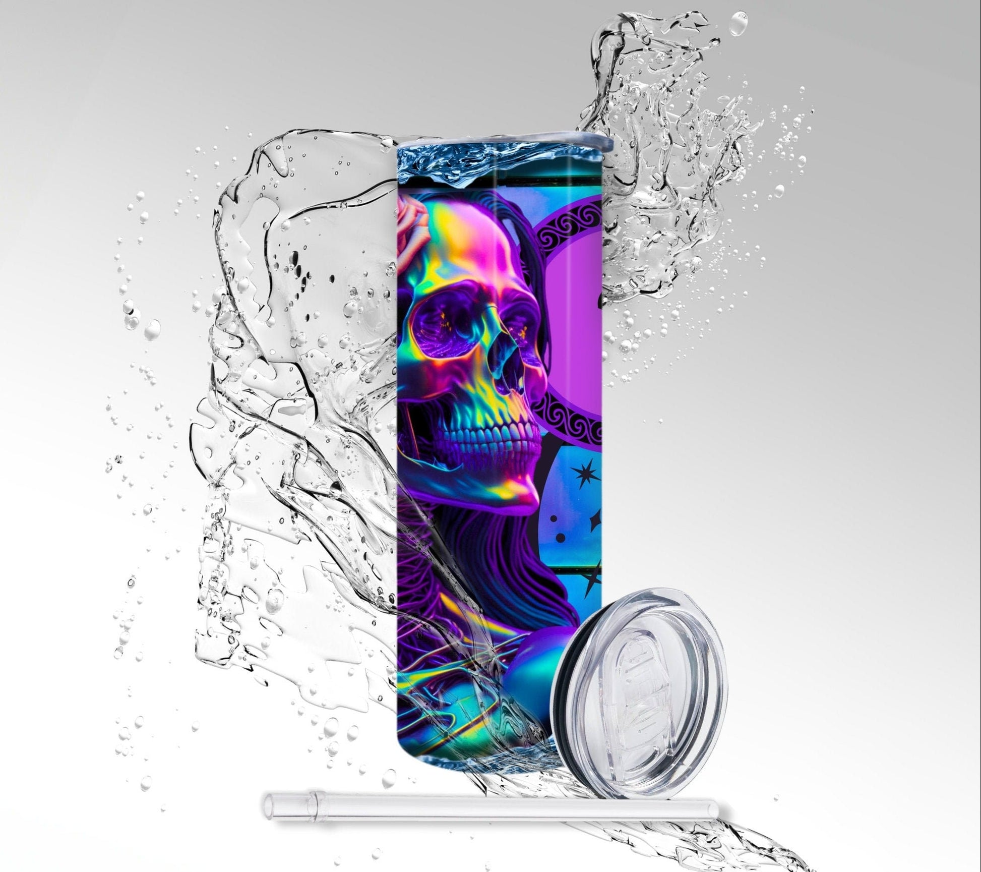 Aries Zodiac Skeleton, Sublimated 20 oz Skinny Tumbler