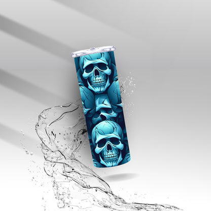 Teal Stacked Skulls, Sublimation Insulated Tumbler