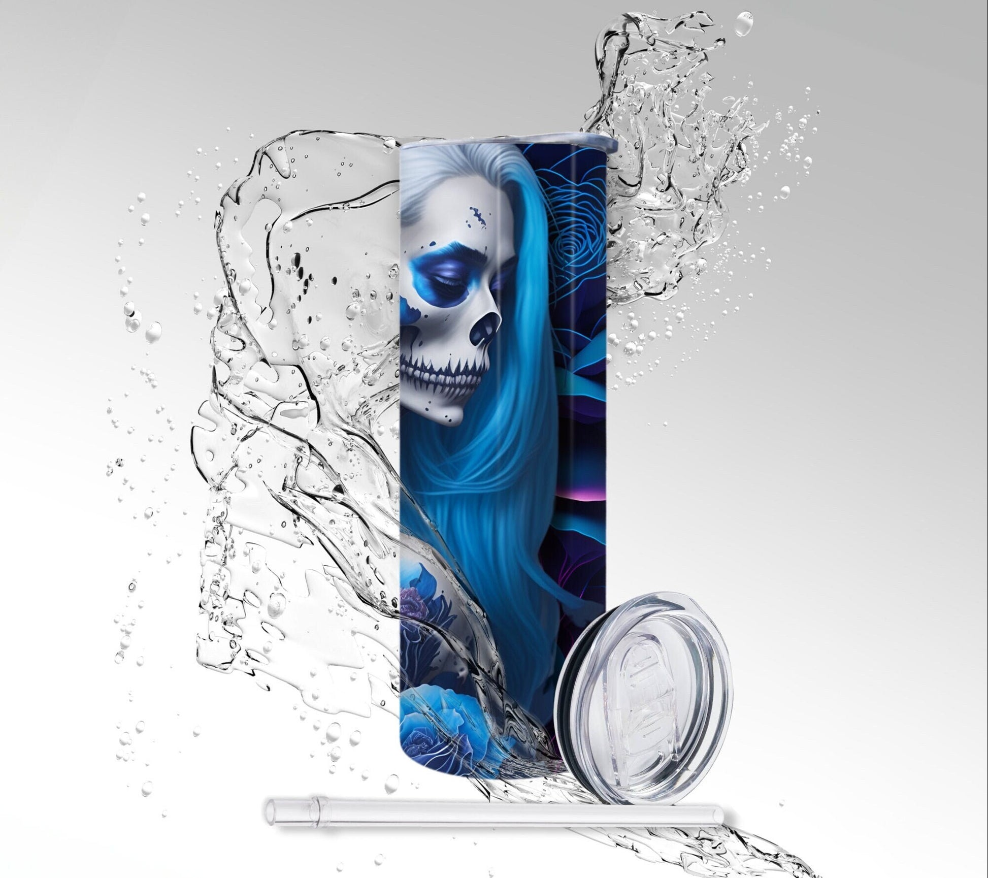 Gothic Tattoo Female Skeleton, Sublimated 20 oz Skinny Tumbler