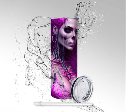 Female Bartender Skeleton, Sublimated 20 oz Skinny Tumbler