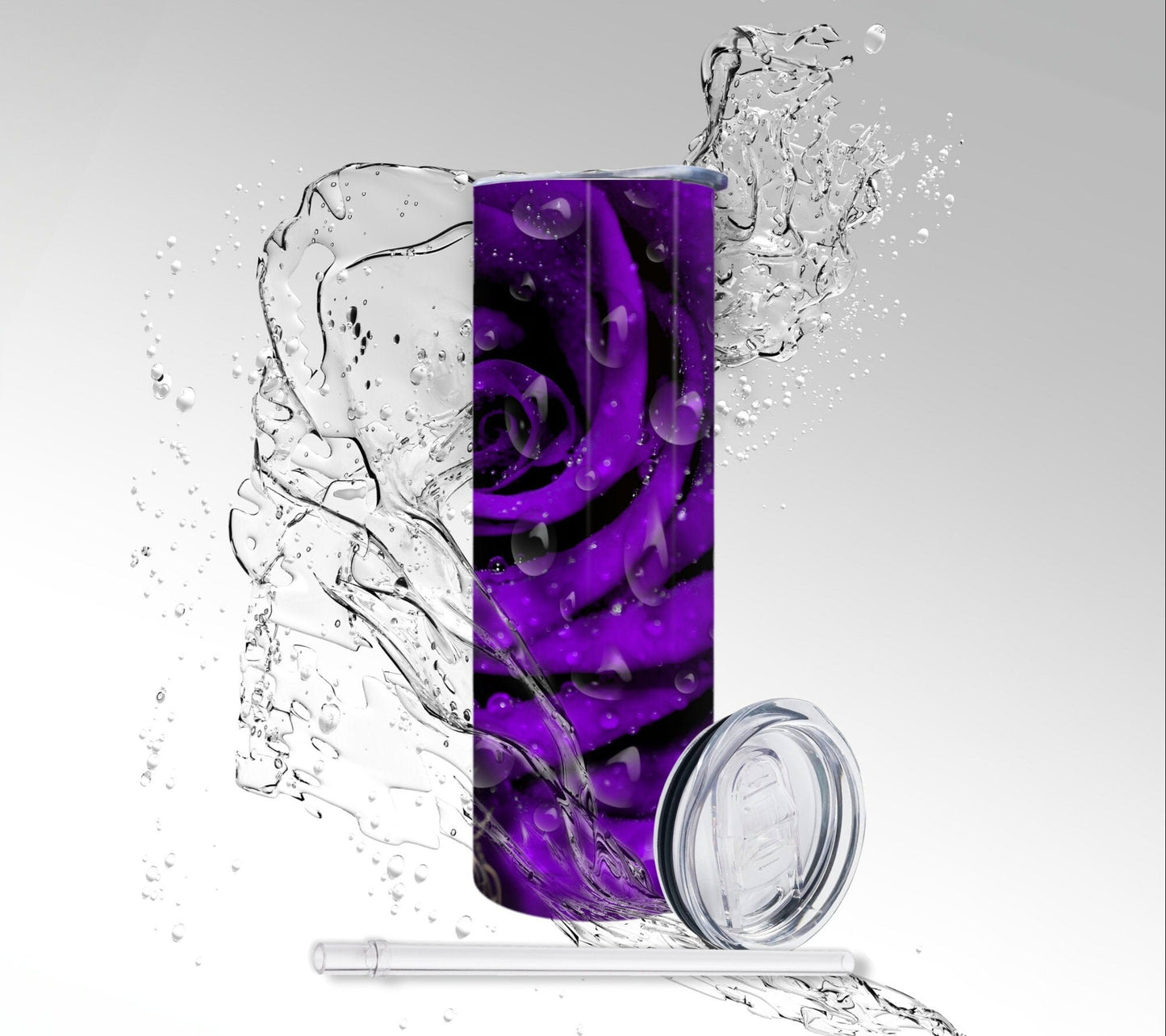 Purple Rose Skeleton Goddess , Sublimated 20 oz Skinny Tumbler