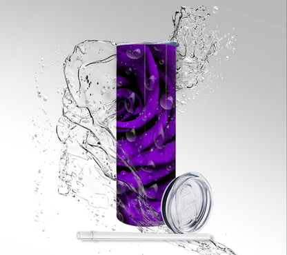 Purple Rose Skeleton Goddess , Sublimated 20 oz Skinny Tumbler