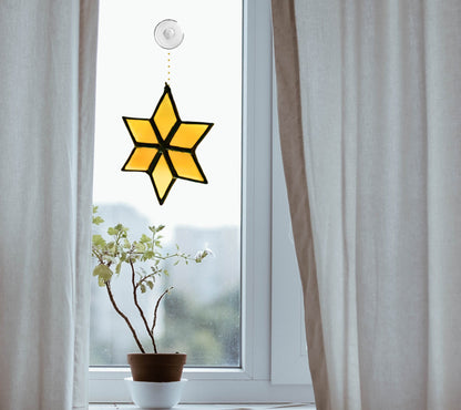 Stained Glass: Sun Catchers Christmas Star Stained Glass, Holiday Decor For Windows