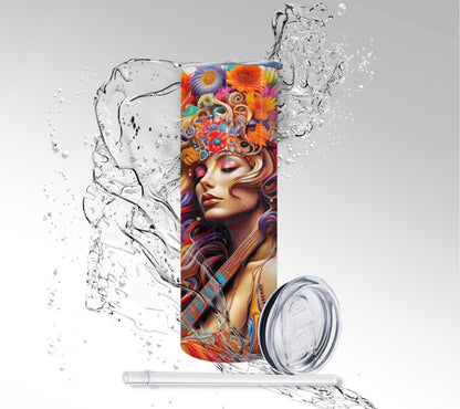 Tropical 60’s Flower Child, Sublimation 20 oz Skinny Tumbler