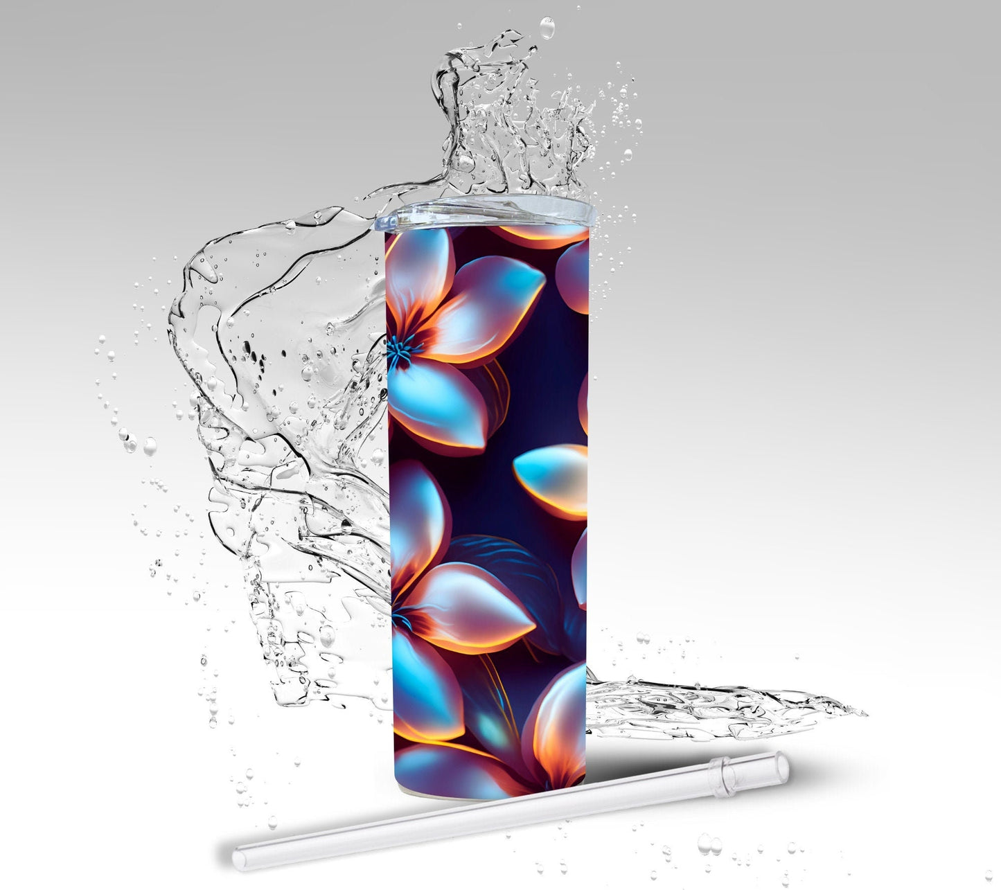 Iridescent Plumerias, Sublimated 20 oz Skinny Tumbler