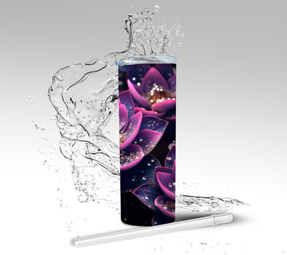 Hot Pink Lotus Flower, Sublimated 20 oz Skinny Tumbler