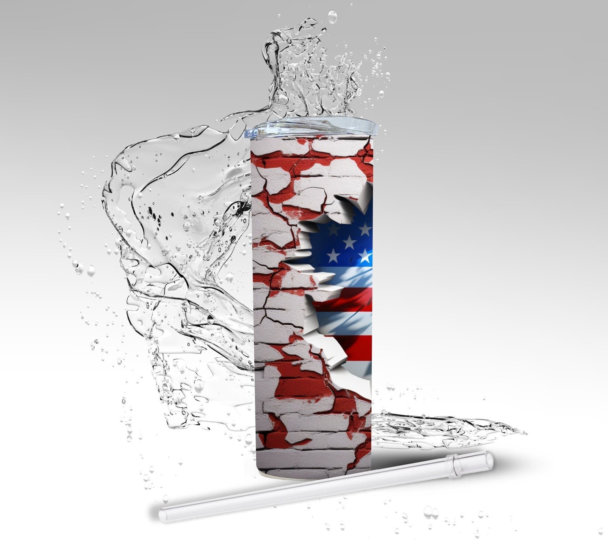 American Flag Roses, Sublimated 20 oz Skinny Tumbler