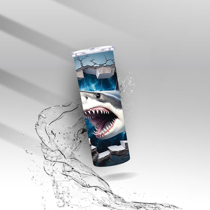 Ocean Cracked Wall Shark, Sublimation Insulated Tumbler