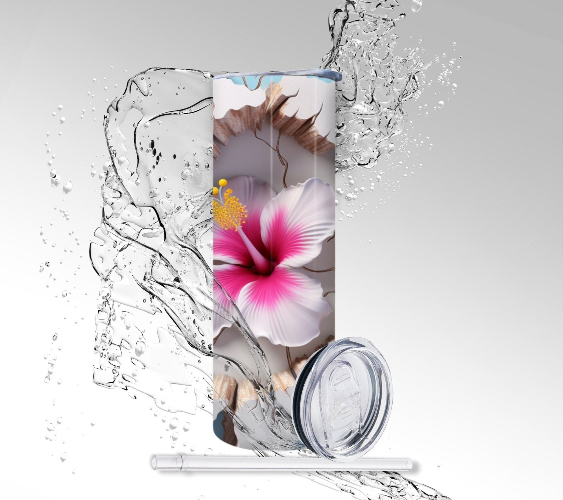 Hawaiian Hibiscus, Sublimated 20 oz Skinny Tumbler