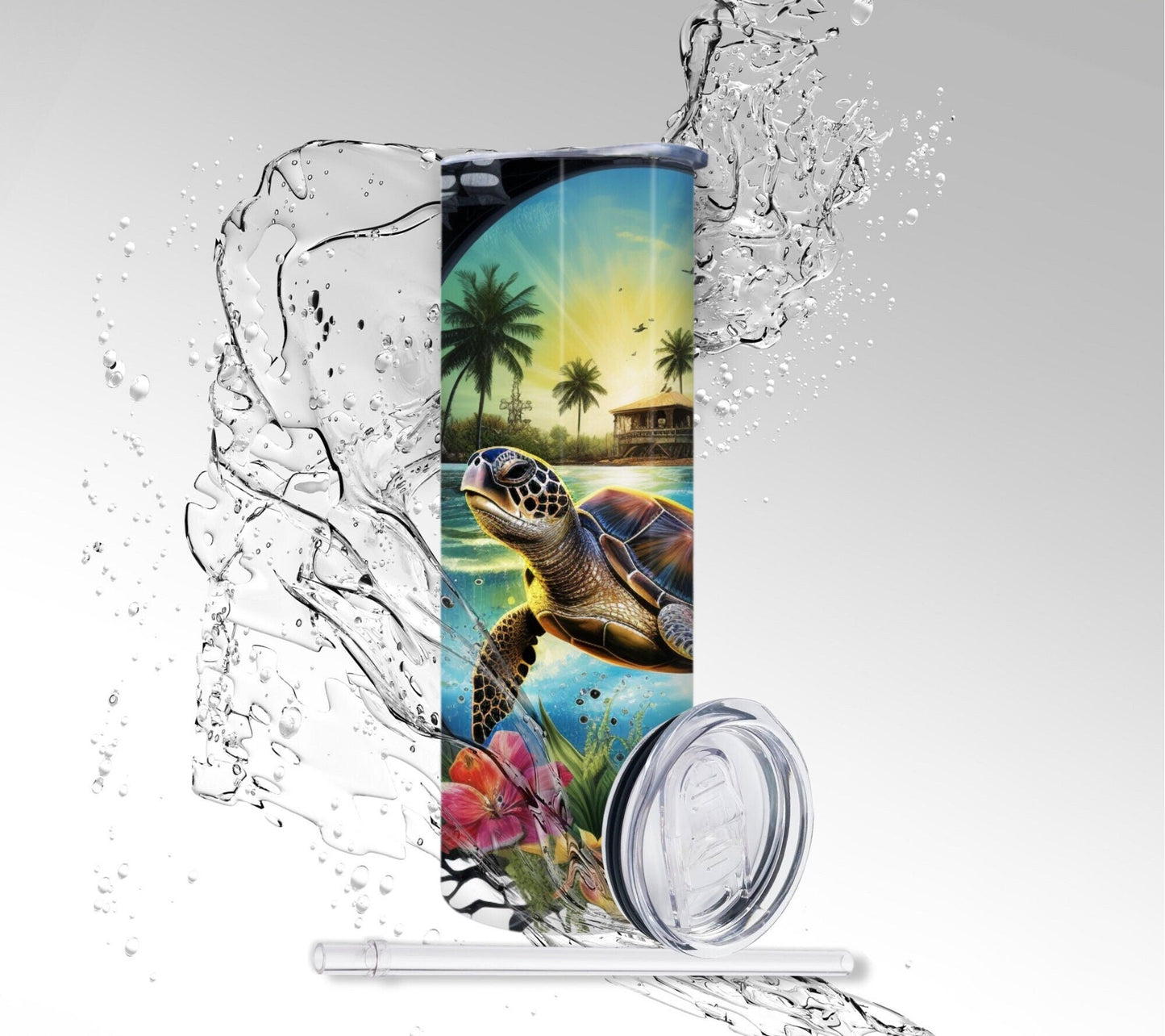 Cracked Wall Sea Turtle, Sublimated 20 oz Skinny Tumbler