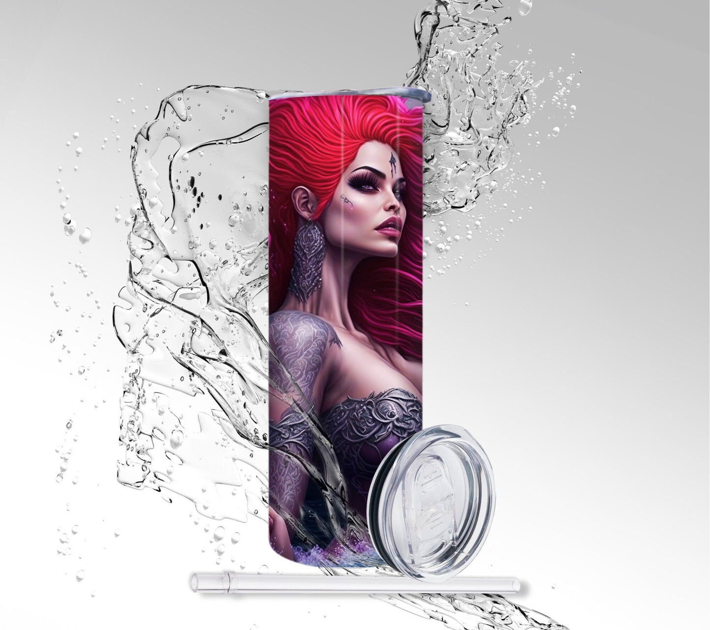 Queen of the Ocean Mermaid, Sublimation 20 oz Skinny Tumbler