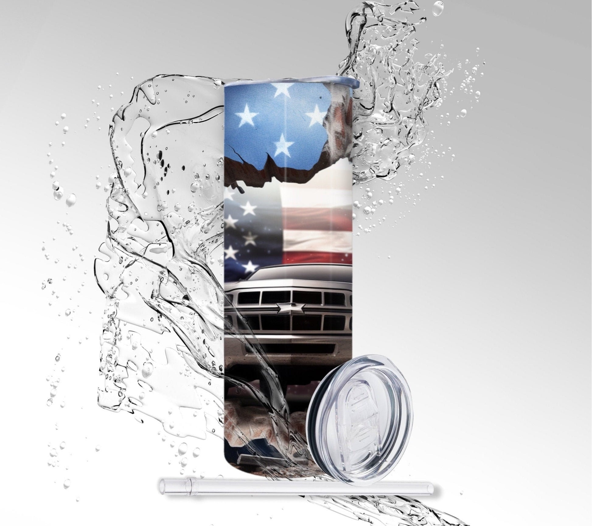 Patriotic Truck, Sublimated 20 oz Skinny Tumbler