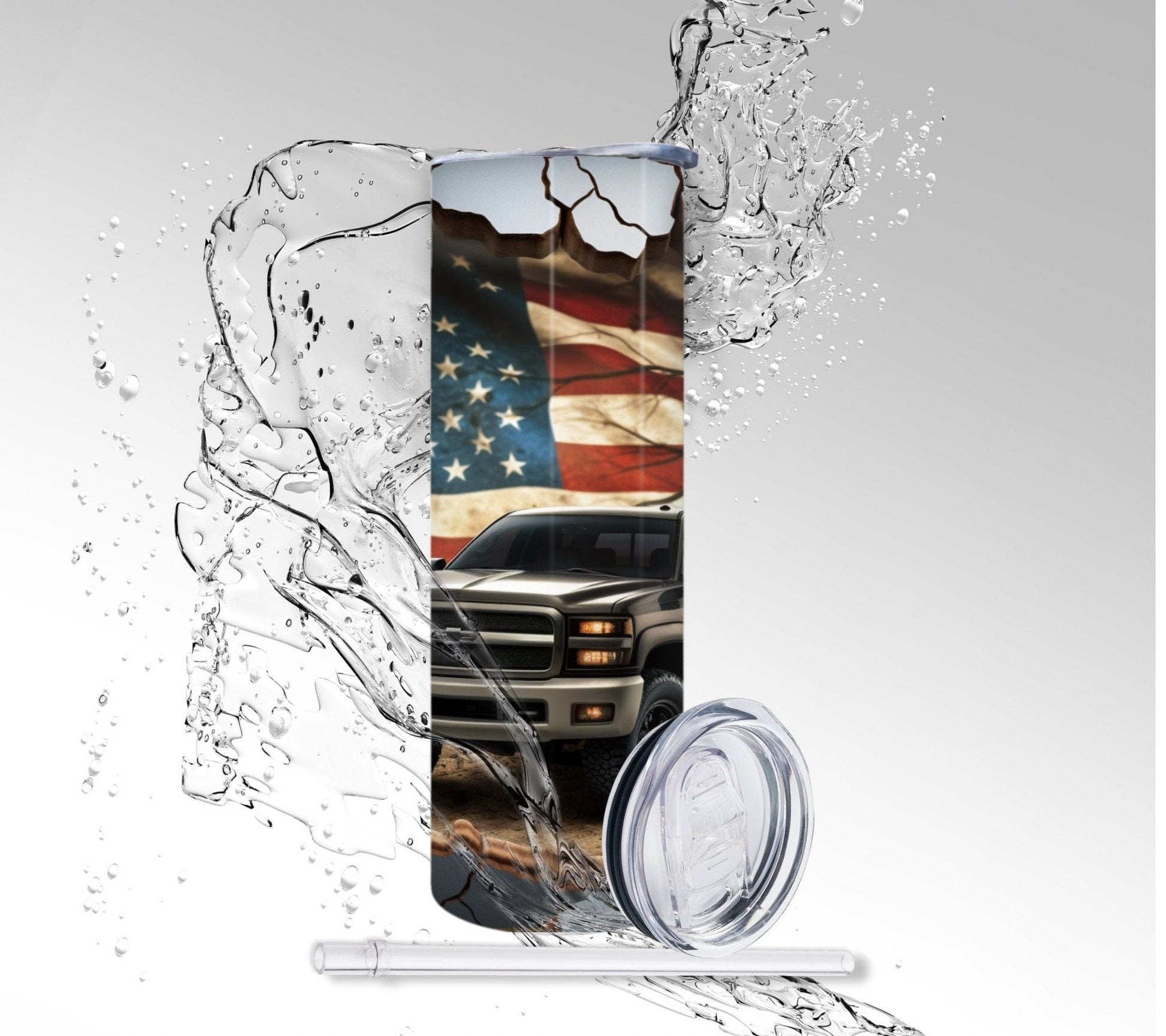 American Truck, Sublimated 20 oz Skinny Tumbler