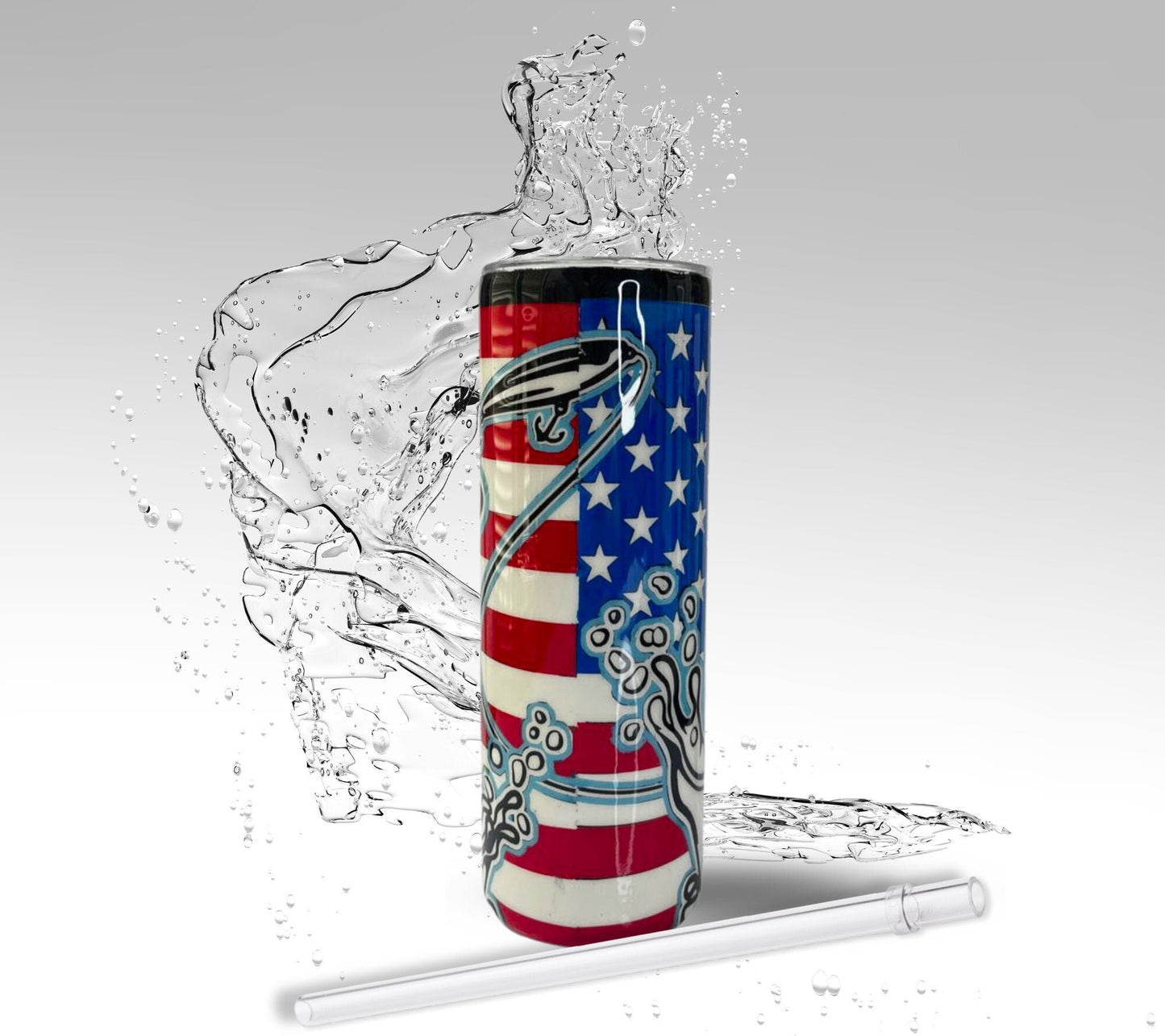 American Flag Fishing, 20 oz Skinny Tumbler