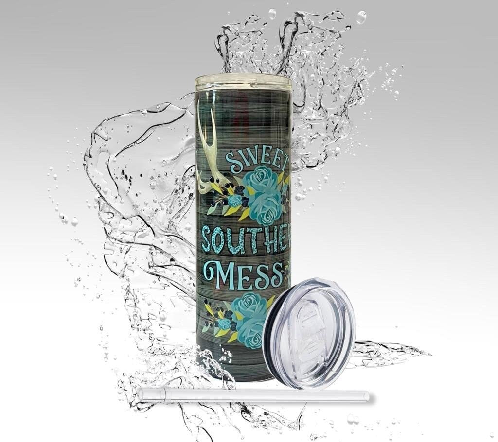 Sweet Southern Mess, 20 Oz Skinny Sublimation Tumbler