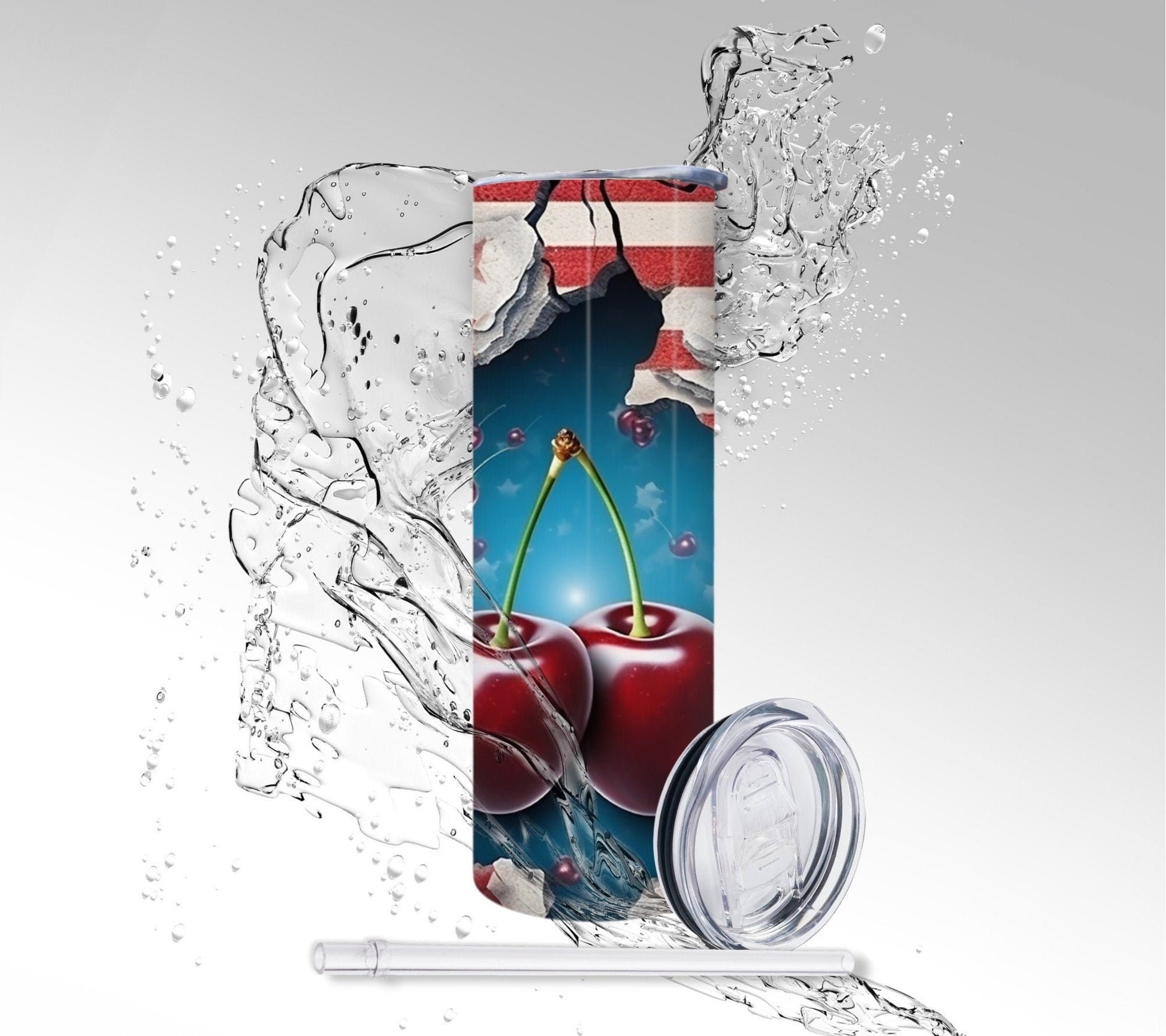 American Cherries, Sublimated 20 oz Skinny Tumbler