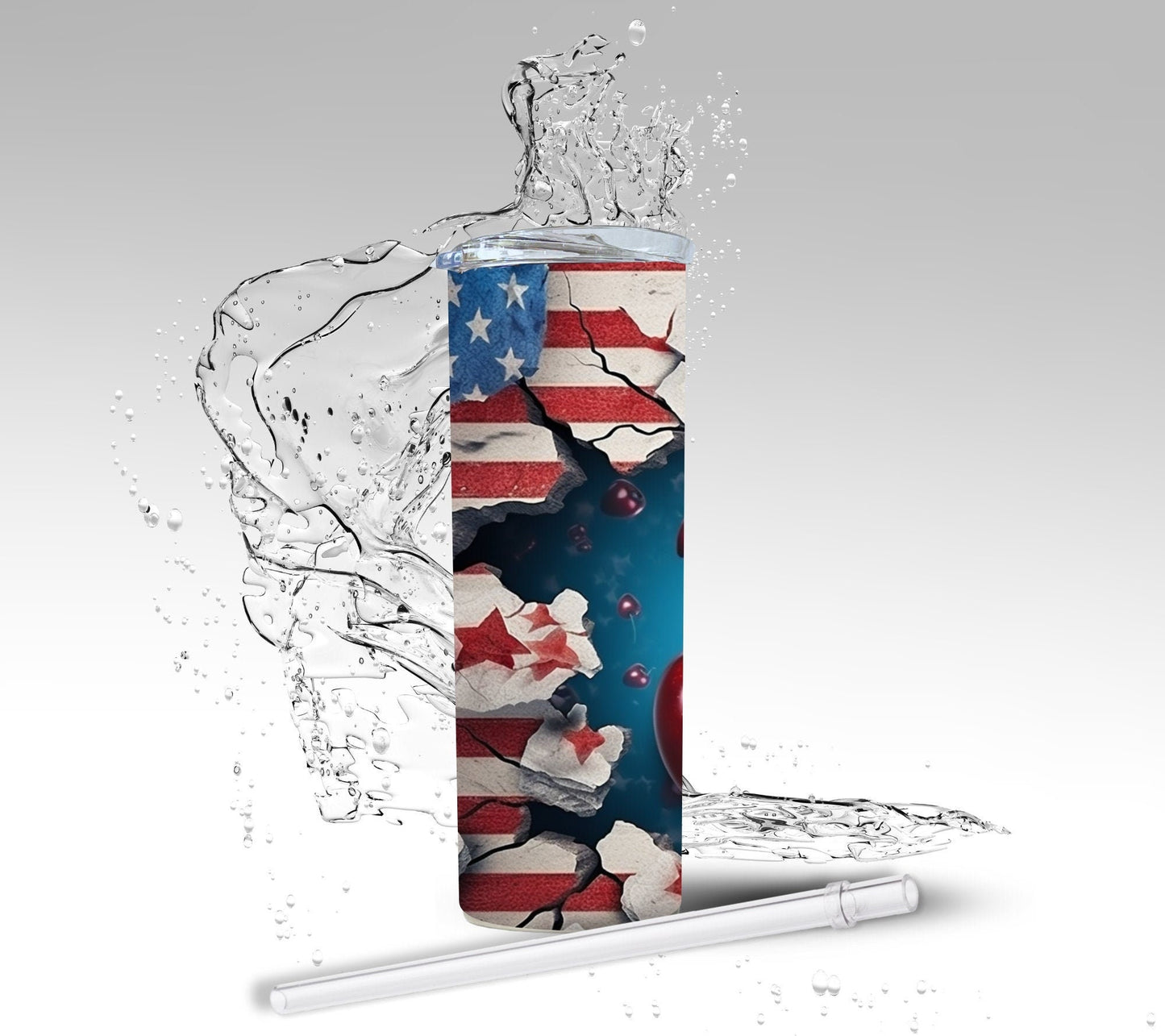 American Cherries, Sublimated 20 oz Skinny Tumbler