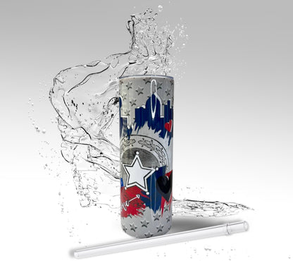 Texas Lover Tumbler - Dallas Skyline 20oz Skinny Stainless Steel Drinking Cup