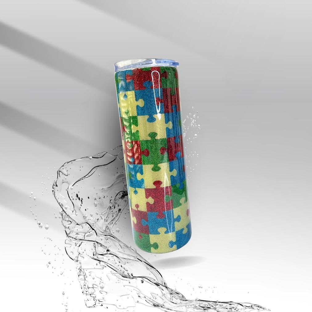 Autism Awareness Puzzle Pieces, Epoxy Insulated Tumbler