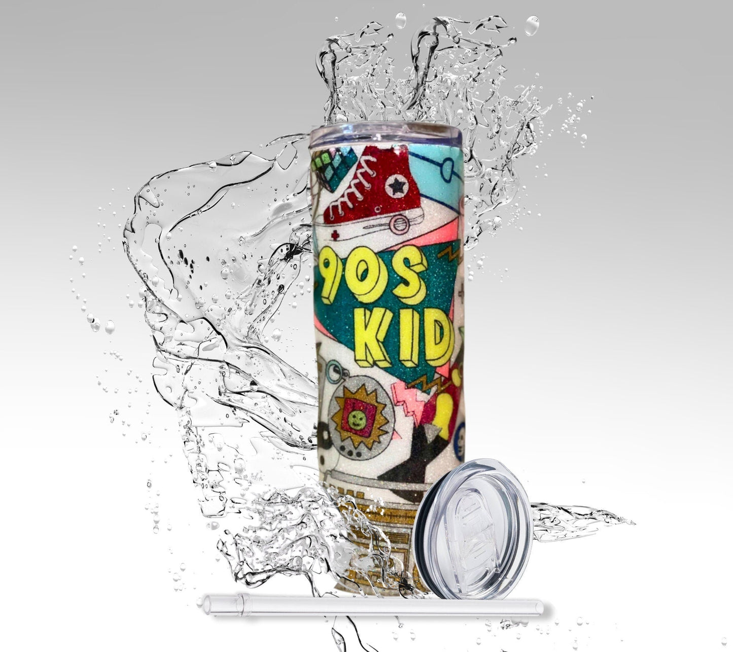 Just a 90&#39;s Kid, Epoxy 20 oz Skinny Tumbler