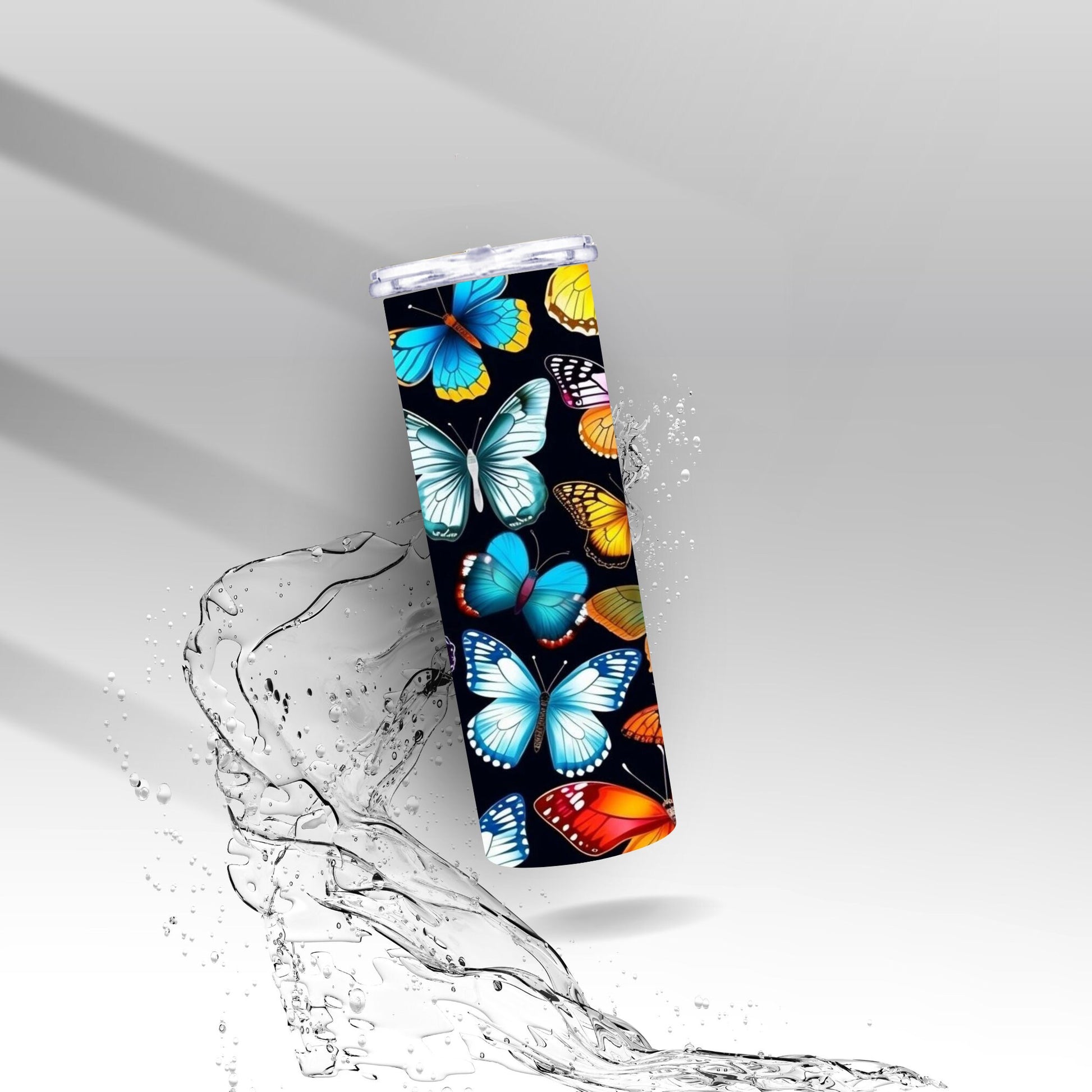 Rainbow Pattern Butterflies, Sublimation Insulated Tumbler