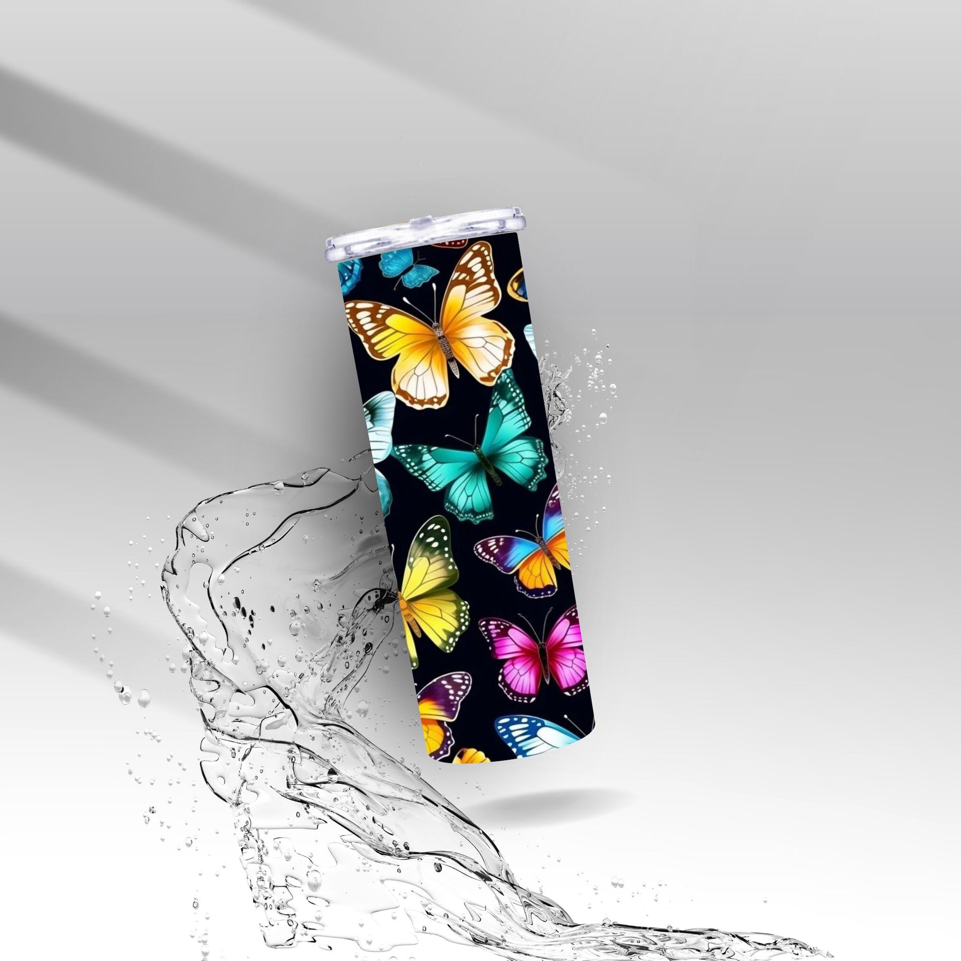 Rainbow Pattern Butterflies, Sublimation Insulated Tumbler