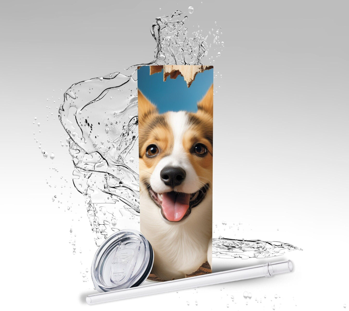 Corgi Dog Face, Sublimation 20 oz Skinny Tumbler