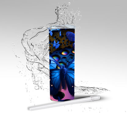 Abstract Butterflies, Sublimated 20 oz Skinny Tumbler