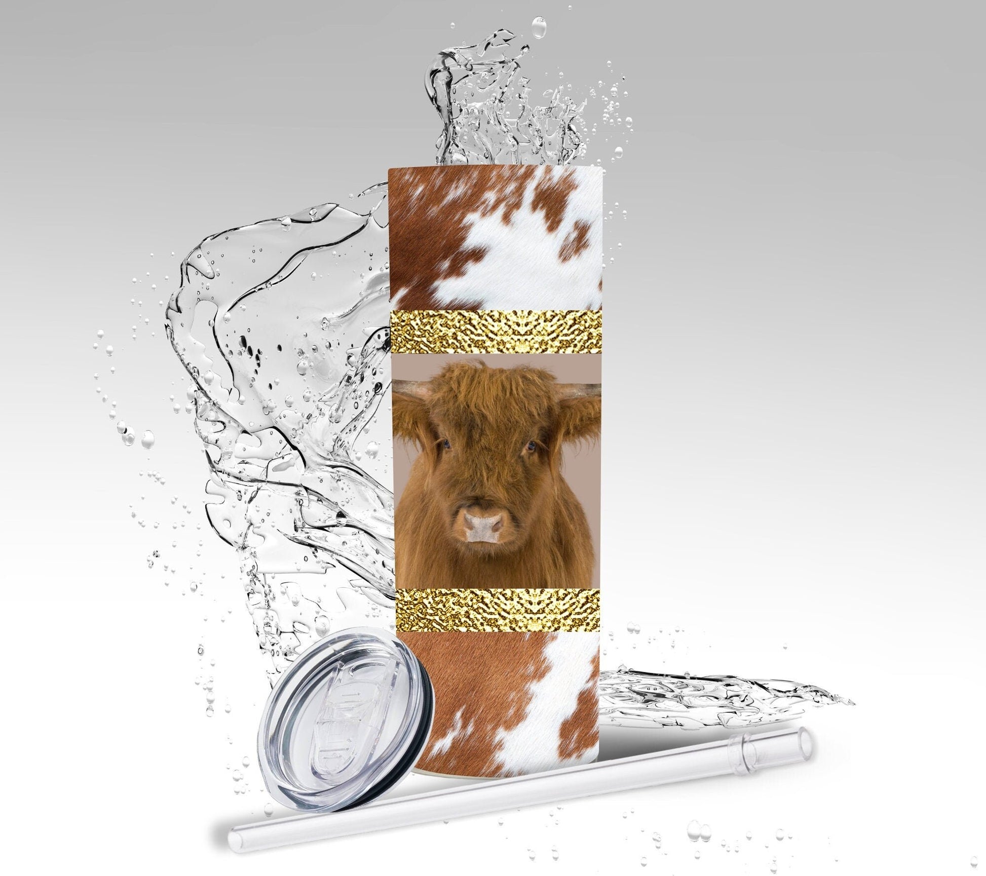 Highland Cow, Sublimated 20 oz Skinny Tumbler