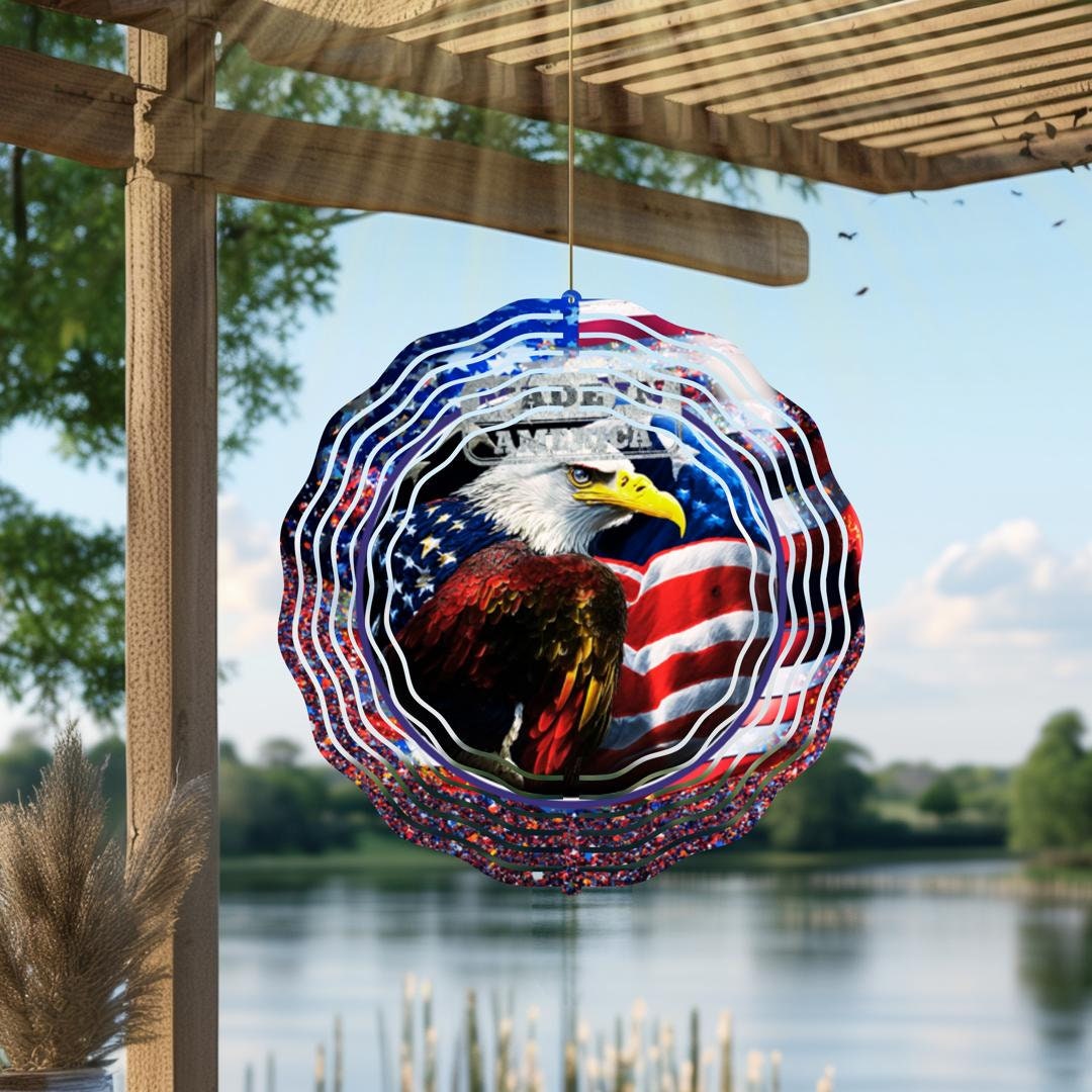 Made in America, American Flag, 10 inch Garden Wind Spinner