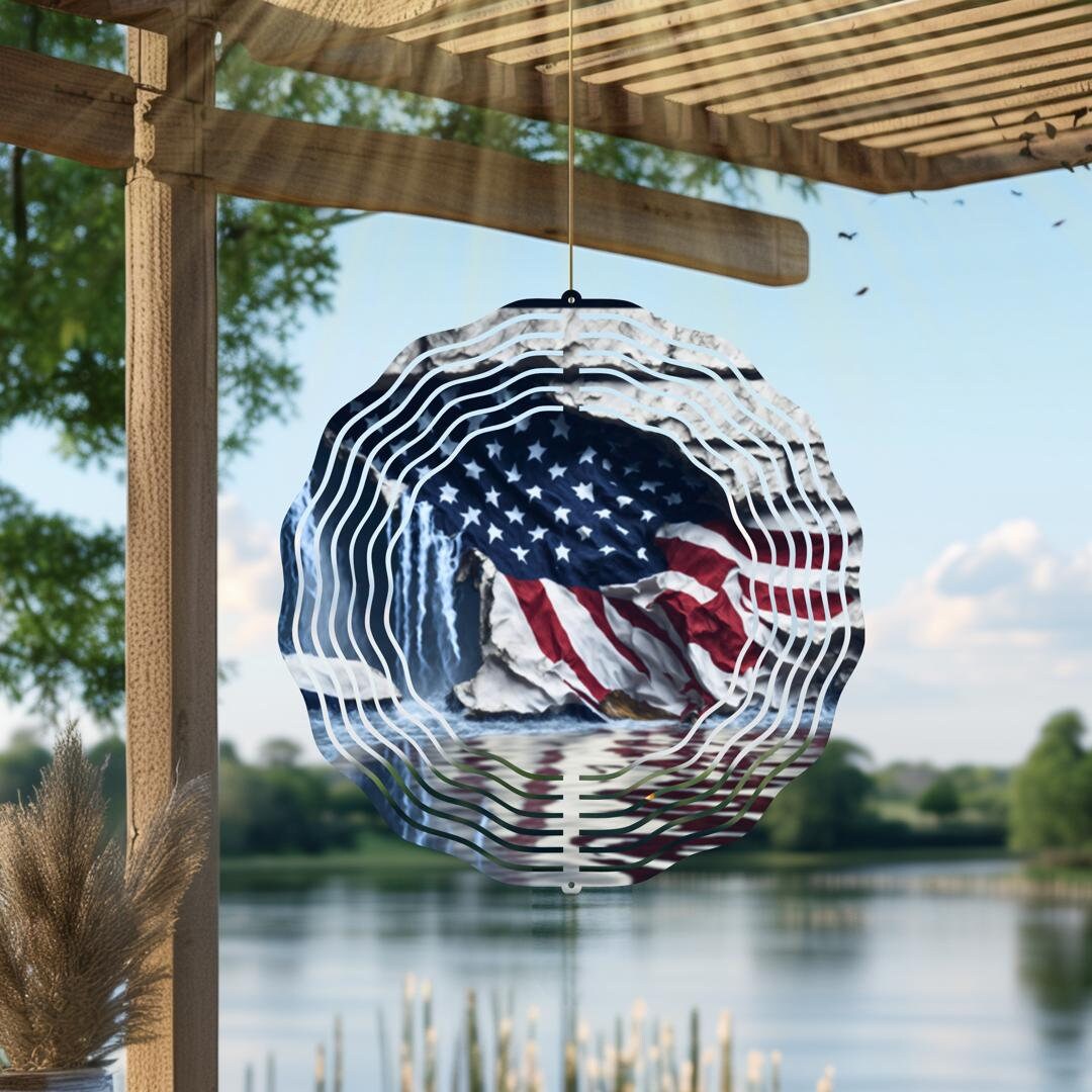 American Flag, 10 inch Garden Wind Spinner