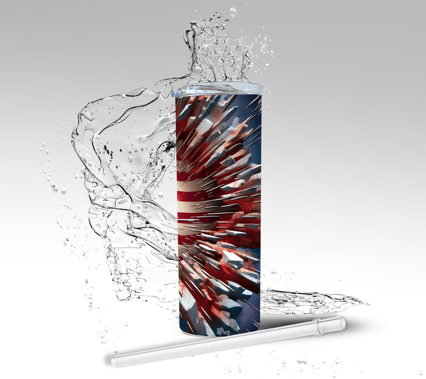 4th of July American Firework, Sublimated 20 oz Skinny Tumbler