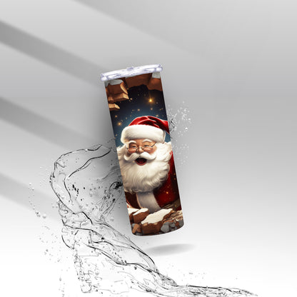 Holly Jolly Santa, Cracked Wall, Sublimation Insulated Tumbler