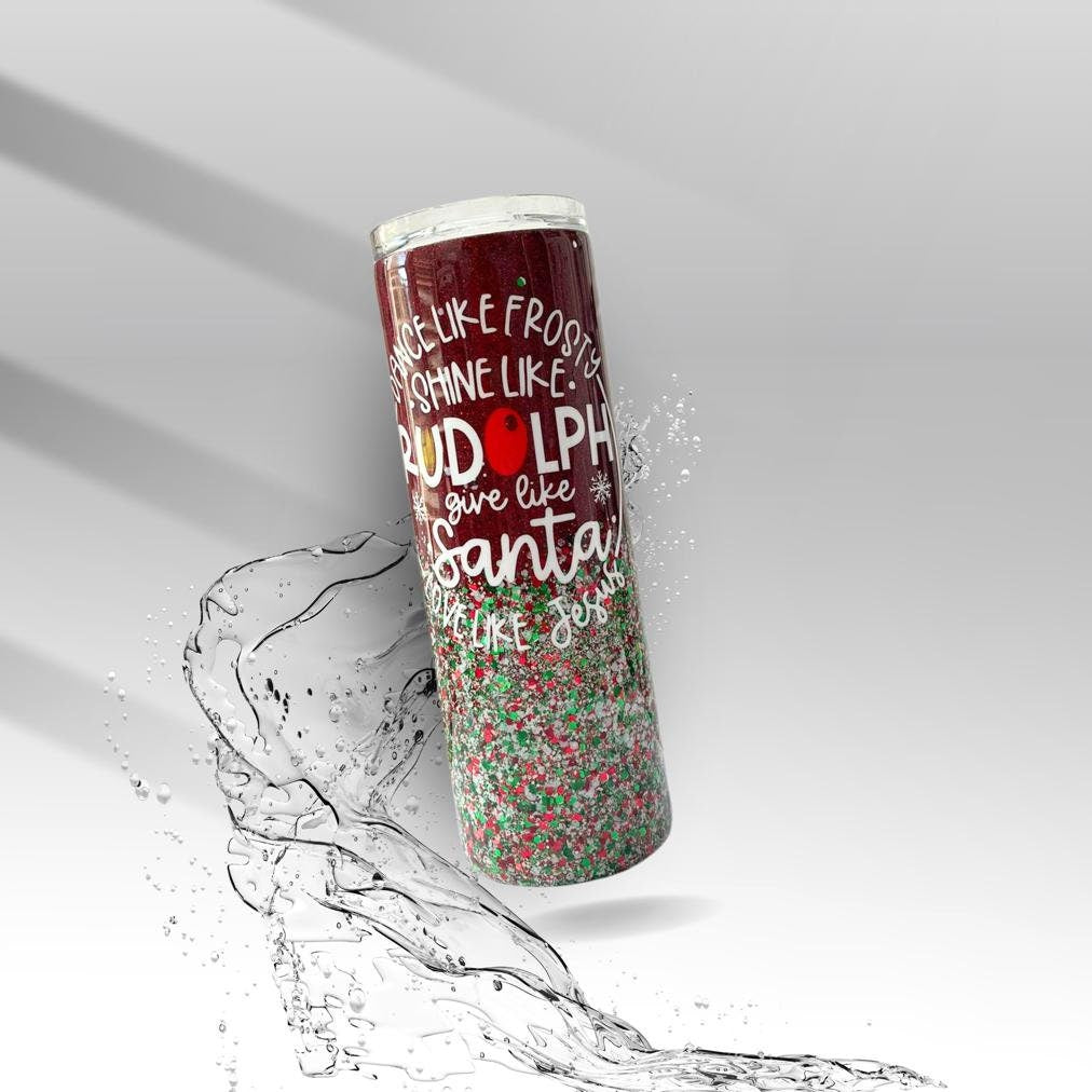 Dance Like Frosty, Glittered Epoxy Insulated Tumbler