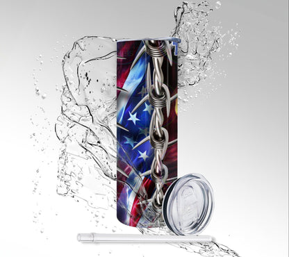 Try That in America Again, Donald Trump Terminator, Sublimated 20 oz Skinny Tumbler