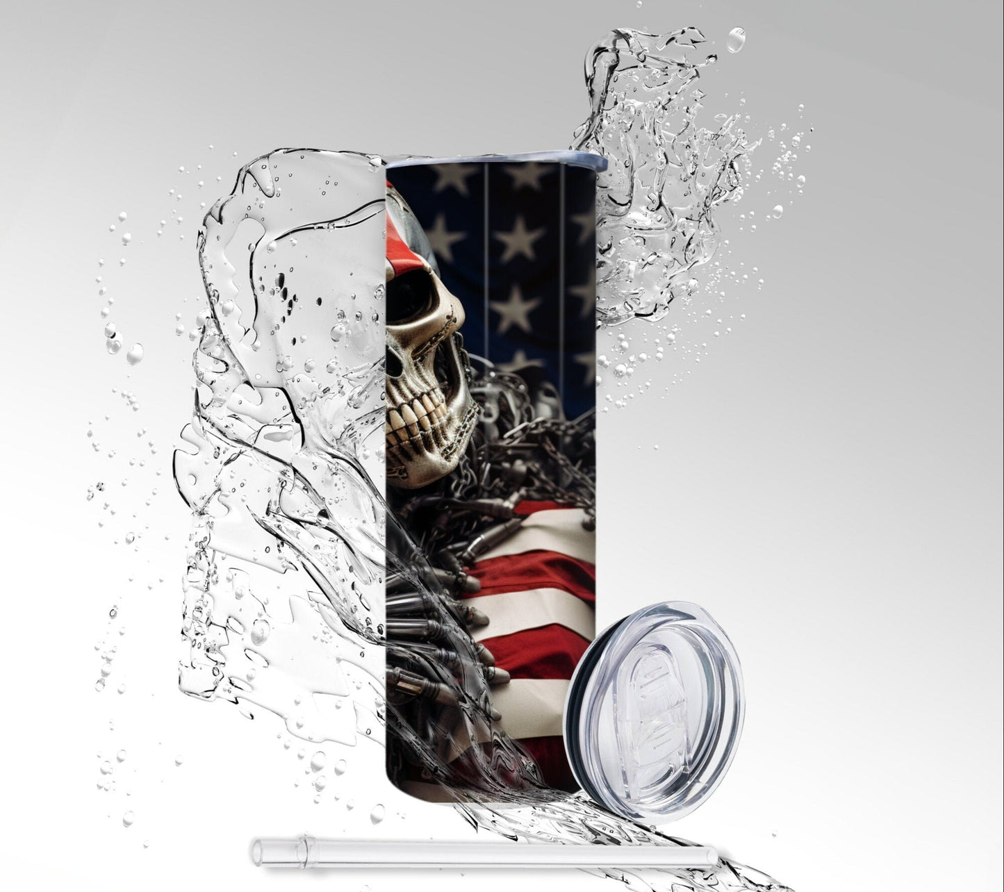 American Cyborg Skeleton, Sublimated 20 oz Skinny Tumbler